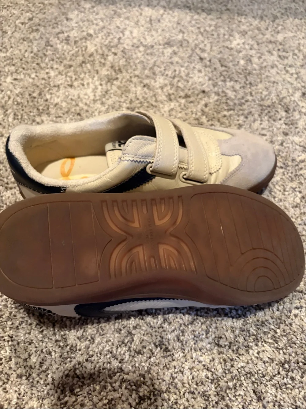 Sam Edelman Beige and Navy Velcro Sneakers